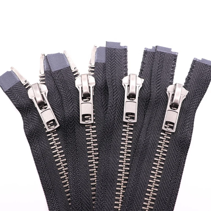 Металлическая молния #8, Высококачественная Темно-Черная никелевая зубья, двухсторонняя молния с открытым концом, двойная металлическая молния