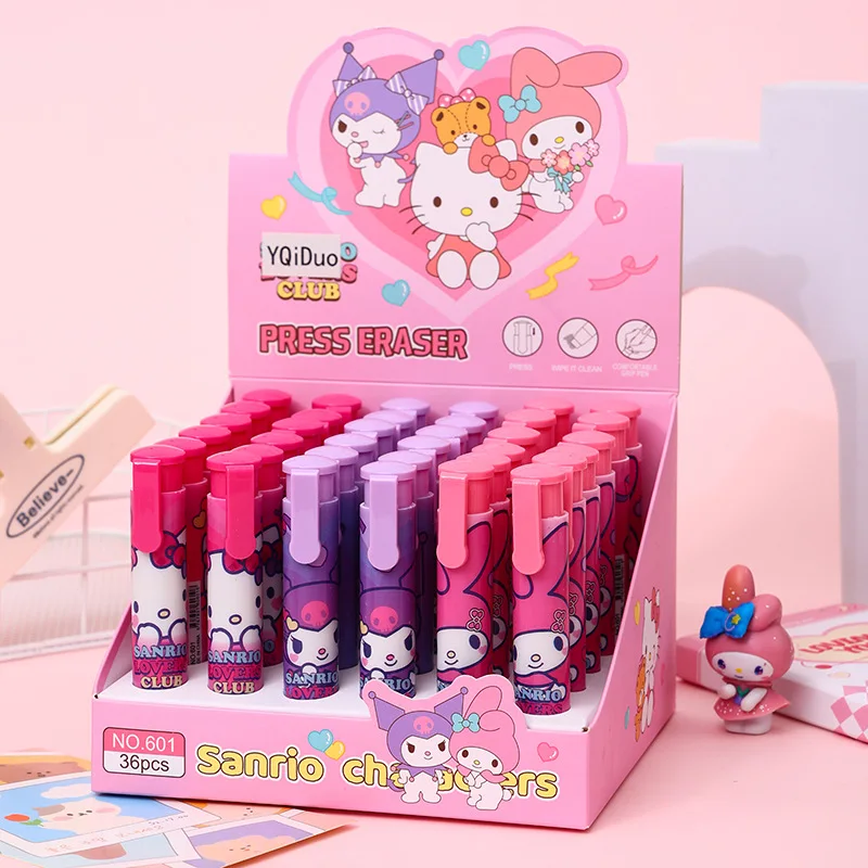 Cute Kuromi Press Eraser for Primary School Children Learning Supplies Cute Cartoon Stationery Creative Eraser