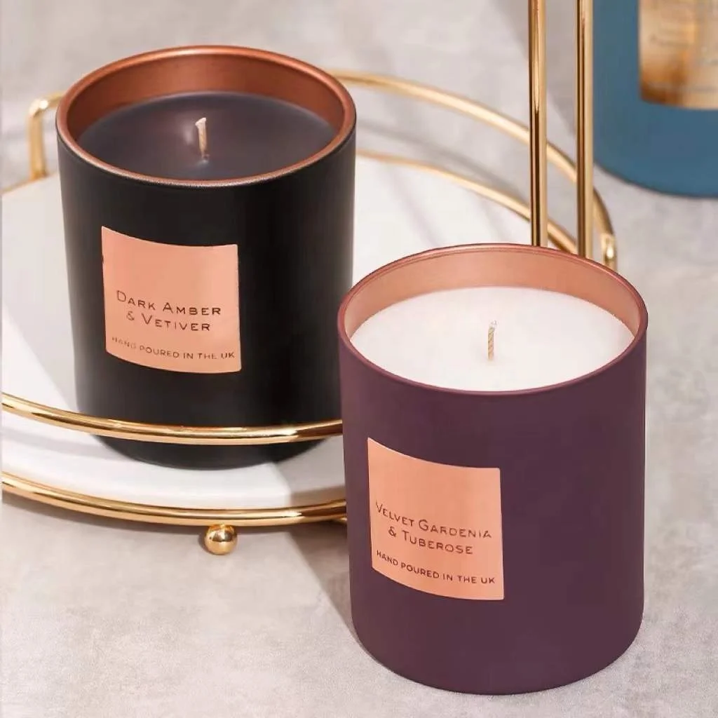 Personalised 4oz 8oz 10oz Colorful Cented Candles Diffuser Wood Wick Strong Scented Candle With Glass Jar