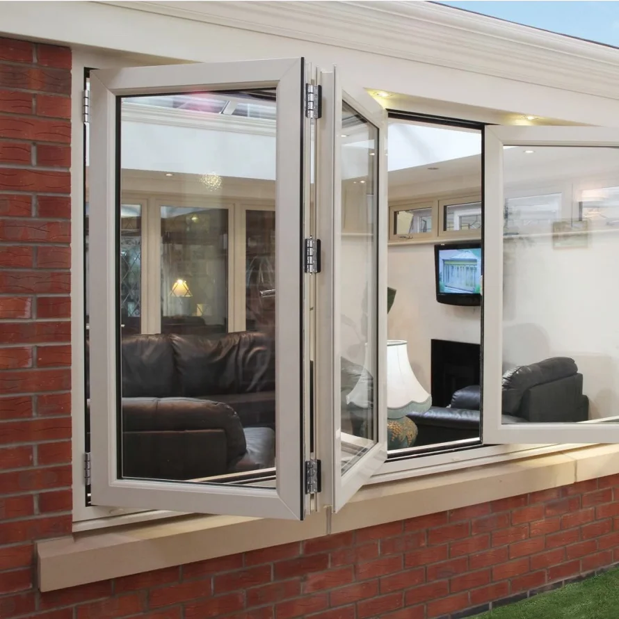 JBDhome Standard Commercial White Vertical Interior Heavy Duty Folding Window Double Glazed Aluminium Folding Window