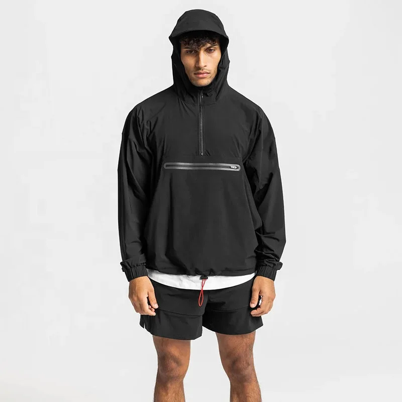 wholesale  pullover custom casual softshell sport hooded mens windbreaker jacket for men