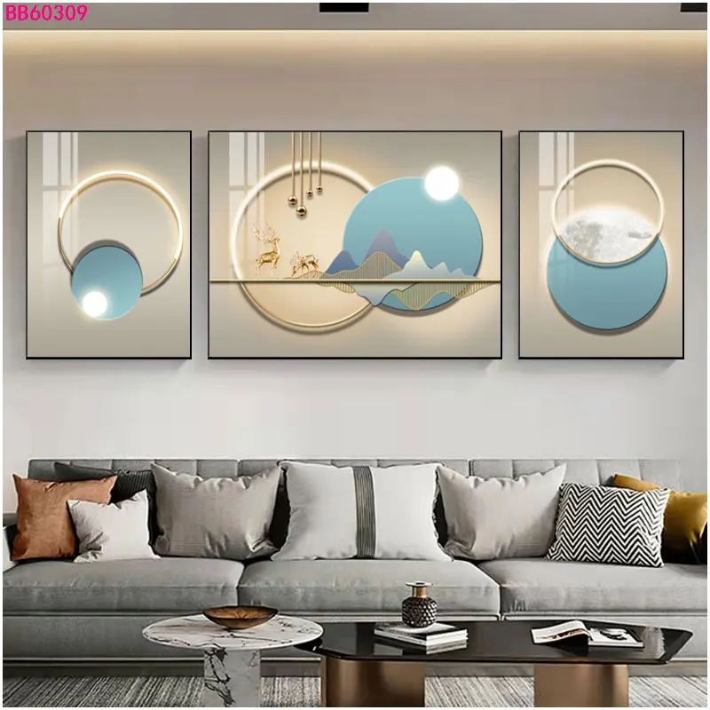 Wholesale Modern Home Decor Crystal Porcelain 3D Effect Abstract wall art with metal frame