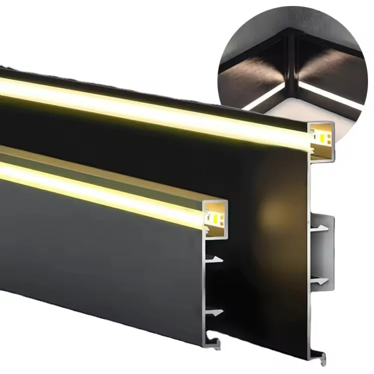 Drywall 80mm LED Aluminum Skirting Light Profile Wall Skirting Board Baseboard Floor Accessories Kitchen Angled Led Profile
