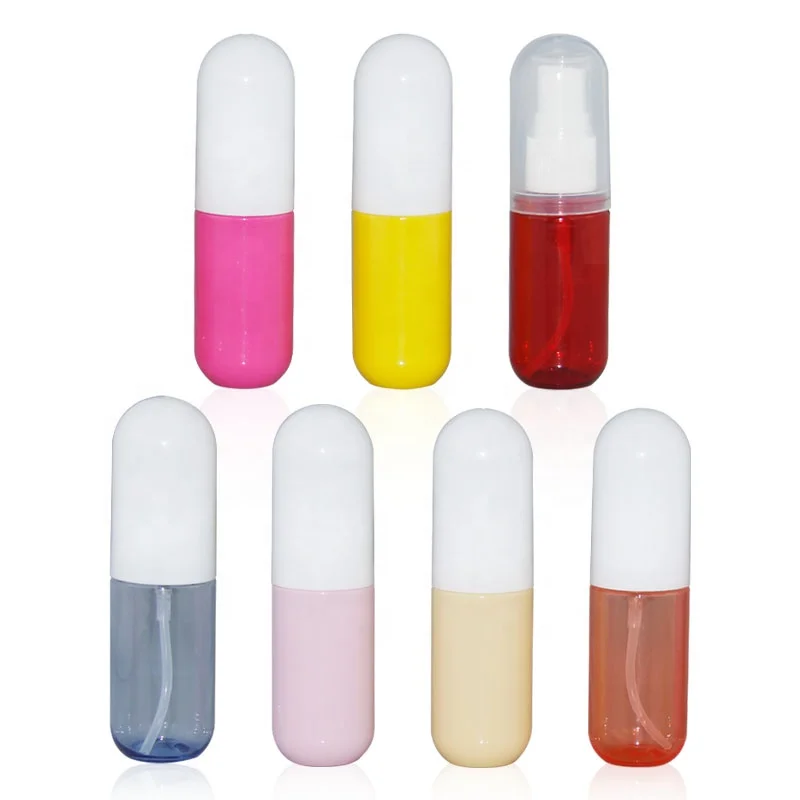 Pocket Travel Mini Plastic Hand Sanitizers Spray PET Pill Capsule Shaped Pink Blue Cosmetic Spray Pump perfume Bottles