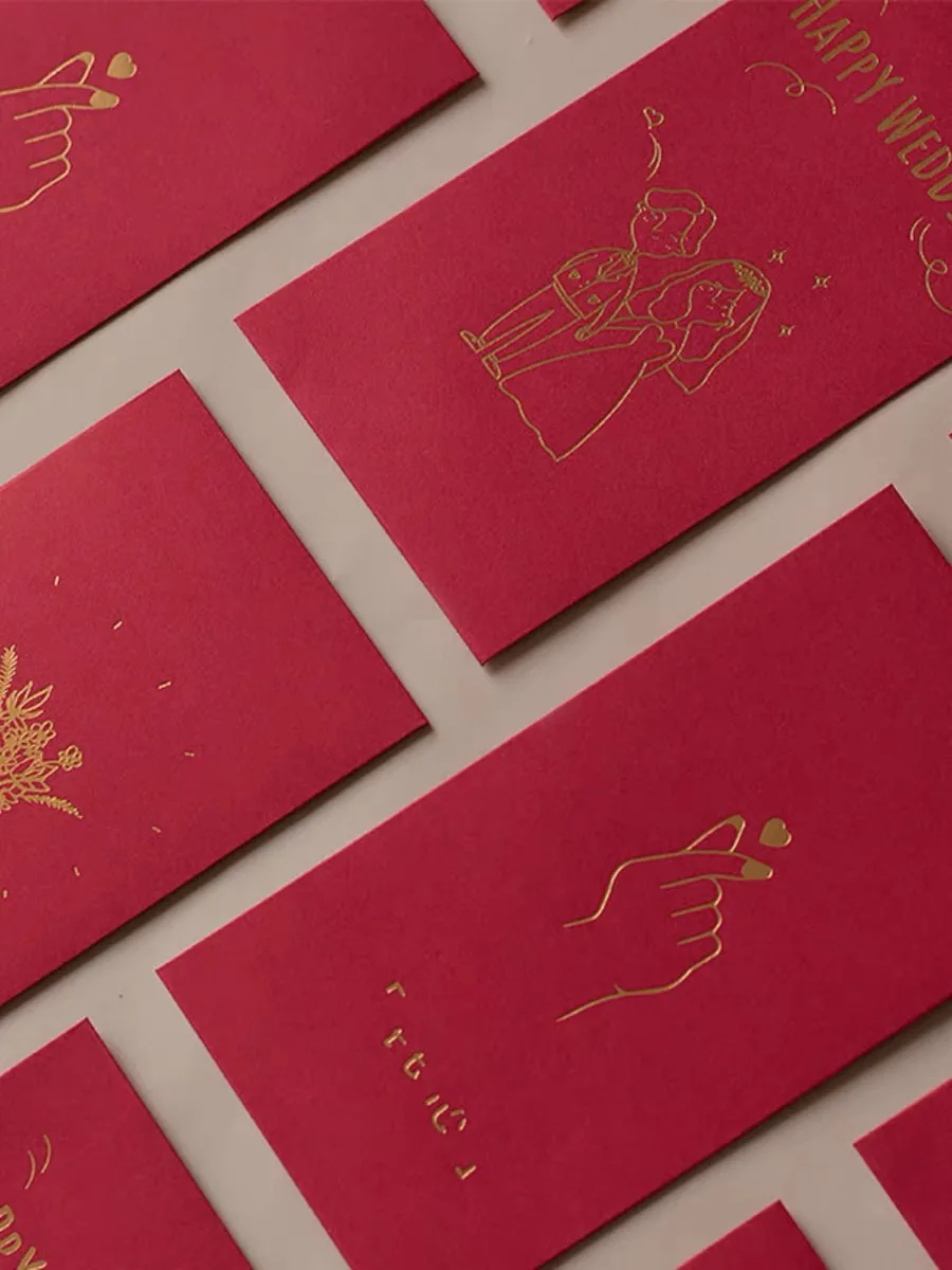 Envelope with button and string closure Custom Envelope chinese new year red pocket