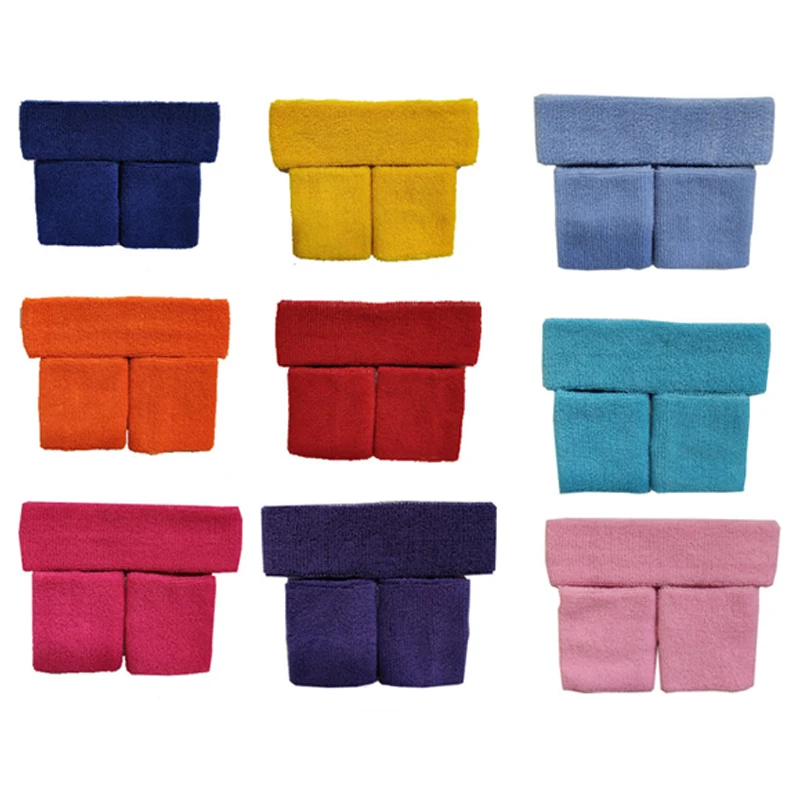 YIWU Logo Custom Solid Color 3 Pieces Sports Bracer Basketball Headband Wrist bands Sweatband Sweat Headbands