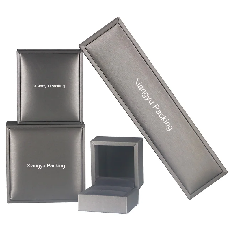 Custom Luxury Silver PU Leather With Logo Elegant Jewelry Set Box