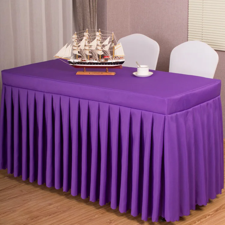 Factory Outlet Rectangular wedding tablecloth 100% polyester table skirt