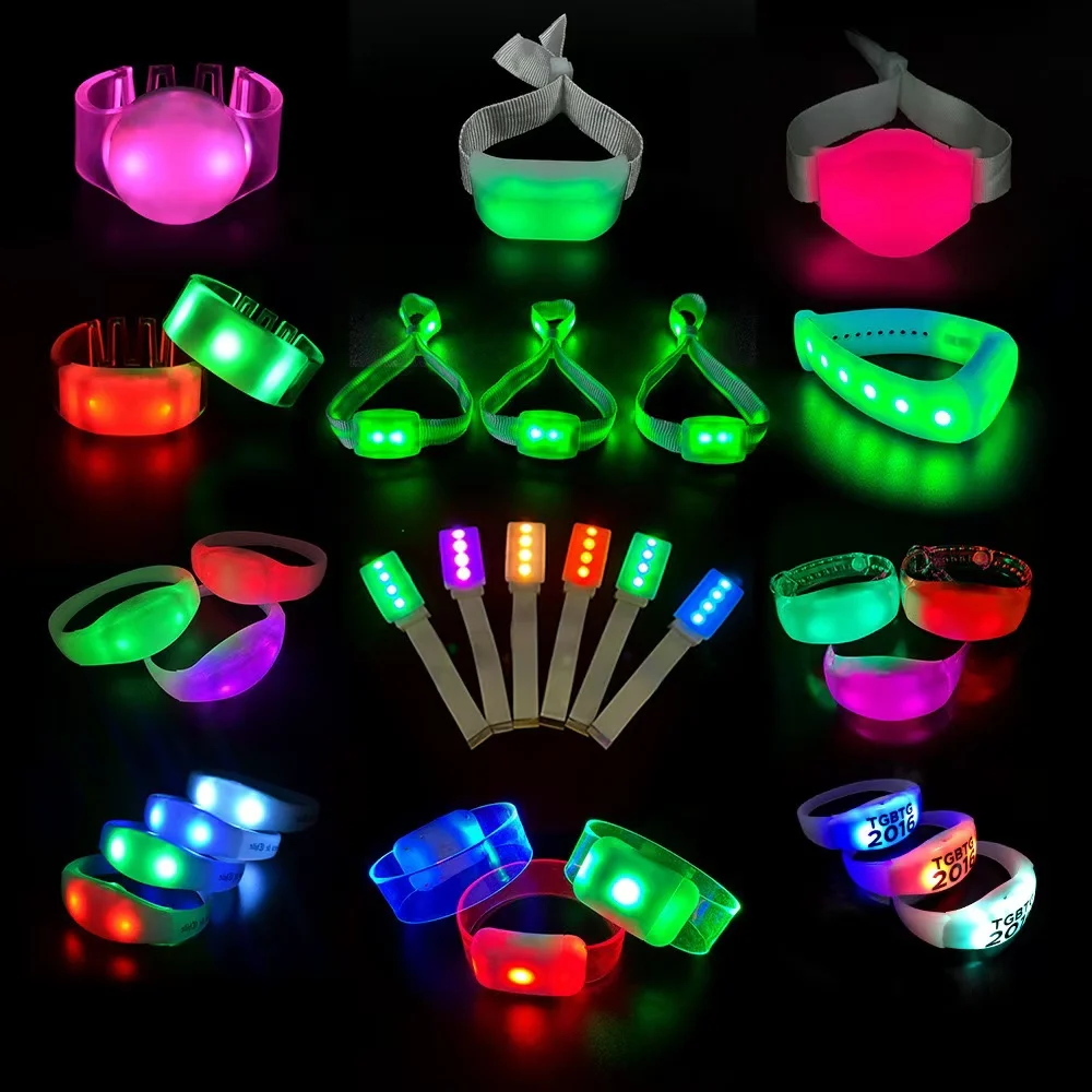 Hot Selling Personalized Unique Novelty Wristband Light Up Flashing Sound Activated Led Bracelet Led Remote control  bracelets