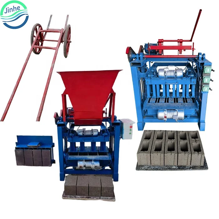 Electric concrete hollow block vibrating maker 4-35 automatic compressed cement paver solid interlock brick making machine