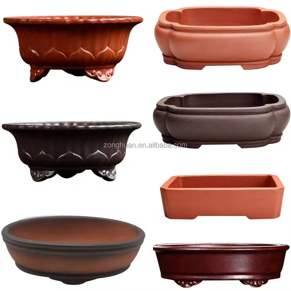 Creative New Traditional Ceramic Bonsai Pot, Chinese Yixing Bonsai Pot, Keramik flower pots planters Bonsai pots