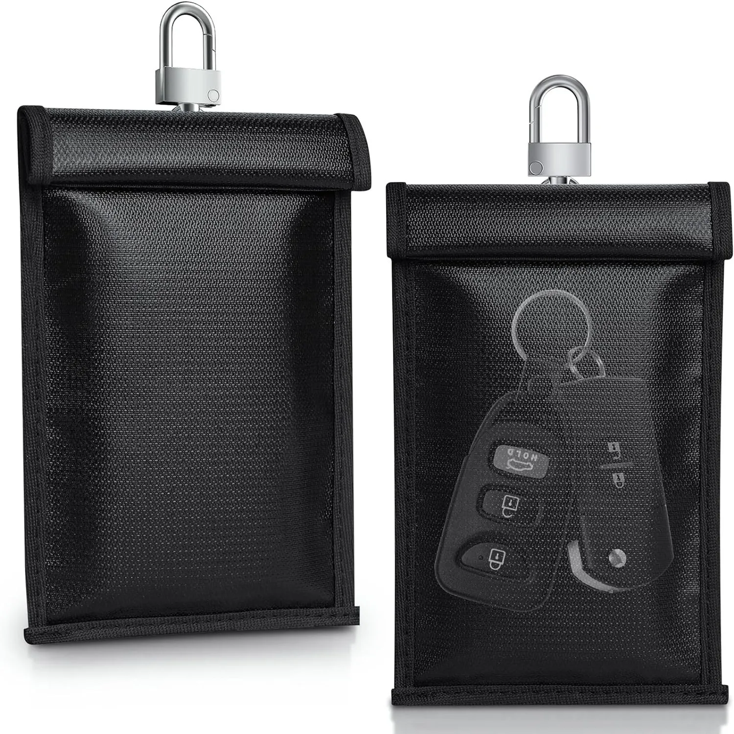 Faraday Key Fob Case Car Card Protector, Car RFID Signal Blocking Anti-Hacking Pouch Blocker, Anti-Theft Faraday Cage