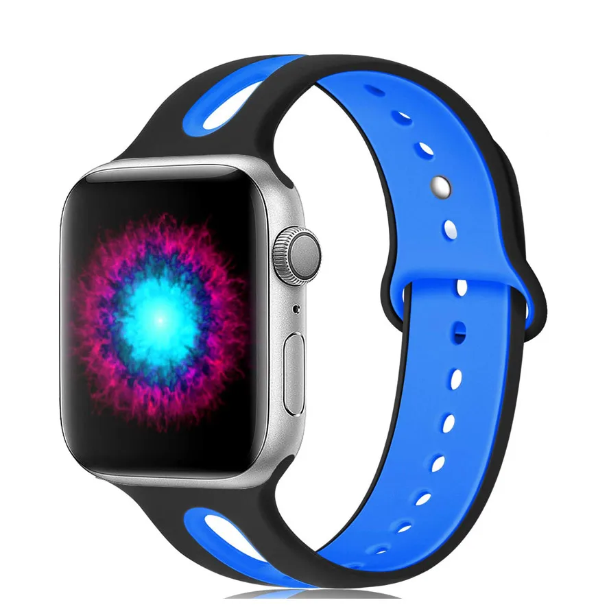 High-End Sport Silicone Band Smart Watch Strap Band For Apple Watch 1 2 3 4 5 6 SE Band 38mm 40mm 42mm 44mm Silicone Strap