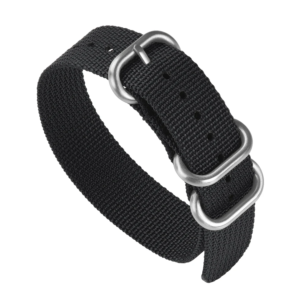 JUELONG 3 Rings Heavy Duty Watchband Watch Strap Set with Premium Brushed Silver PVD Buckle