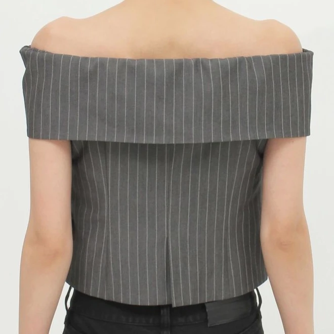 Summer Quick Dry Button Blazer Woven Striped Strapless Fashion Short Sleeve Suit For Female