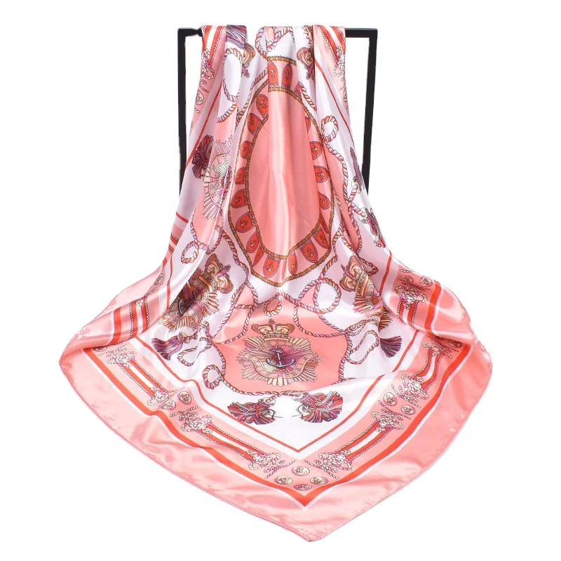 wholesale 35 inch Silk Feeling Scarf Square Satin polyester luxury  Head Scarf  for Women sleeping Malaysia hijab shawls