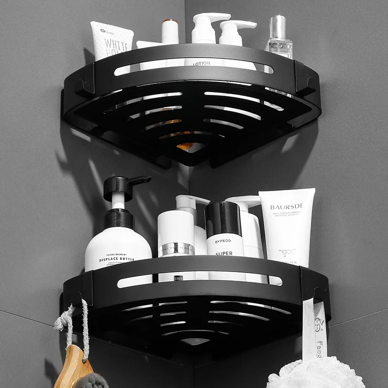 No-Punch Corner Shelving Hygienist Toiletries Rack Bathroom Wall Hanging Kitchen Tripod Stainless Steel Toothbrush Organizer
