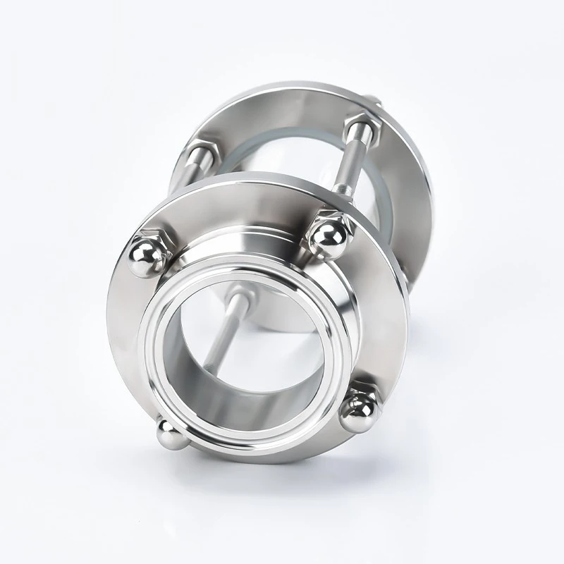 High-End Technology Manufacturing Sanitary 304 Stainless Steel In-Line Triple-Clamped Tube-Type Straight Sight Glass