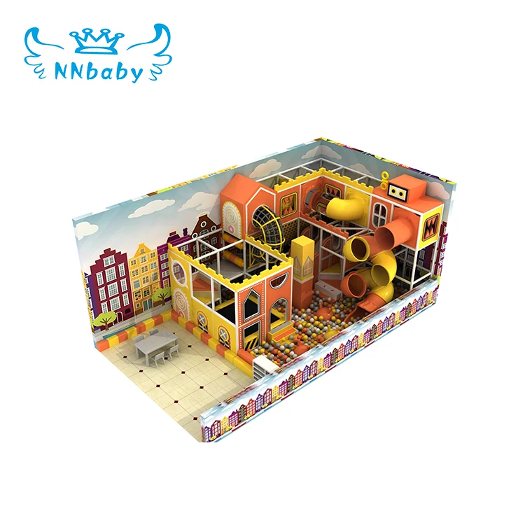 
Nannan children soft ball pit pool tunnel slide plastic small indoor playground set for kids with trampoline bed 