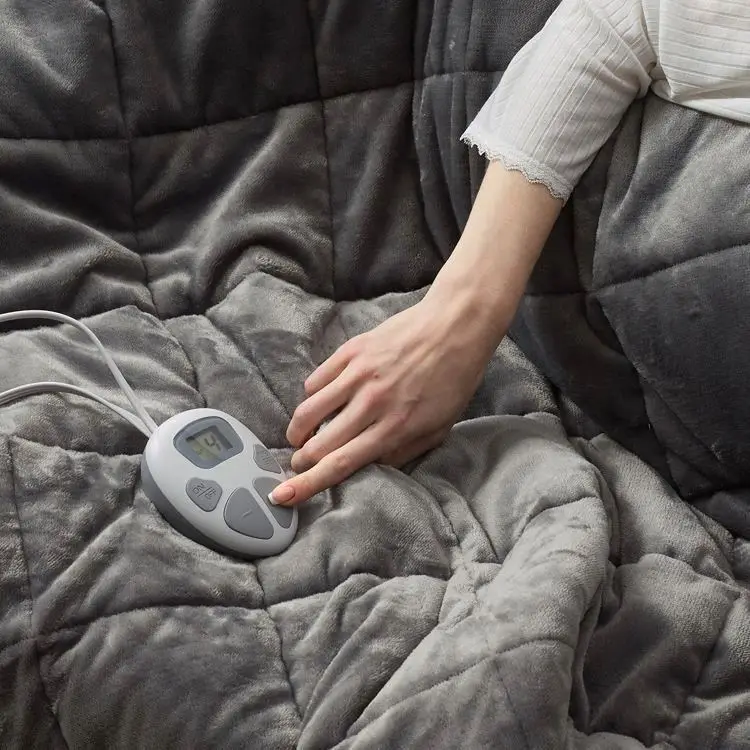 Good service Hot Selling Fast heating Grey Flannel Washable weighted Electric Blanket