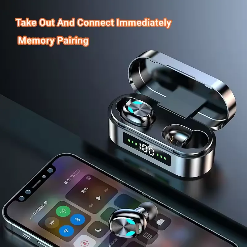 Mini Earbuds S10 Tws Bt 5.1 In-ear Wireless Headphones Digital Display Colorful Light Touch HiFi Stereo HD Call Earphones