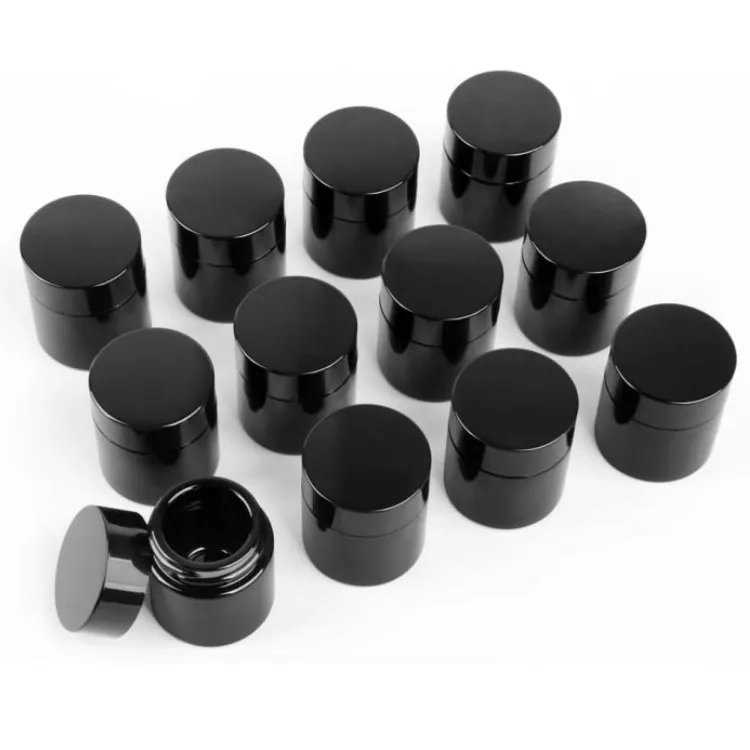 5g 5ml Black UV Protection Small Glass Jars With Lids Child Resistant Concentrate Containers Jar