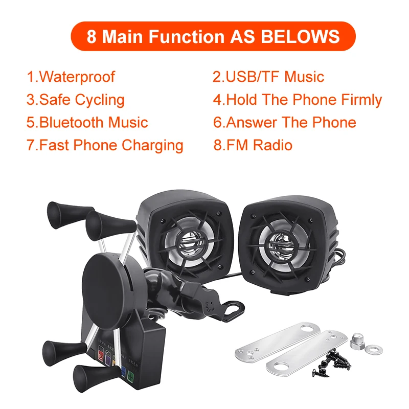 
Other Motorcycle Parts 2021 new item motorcycle phone charging holder BT mp3 audio audio speakers 