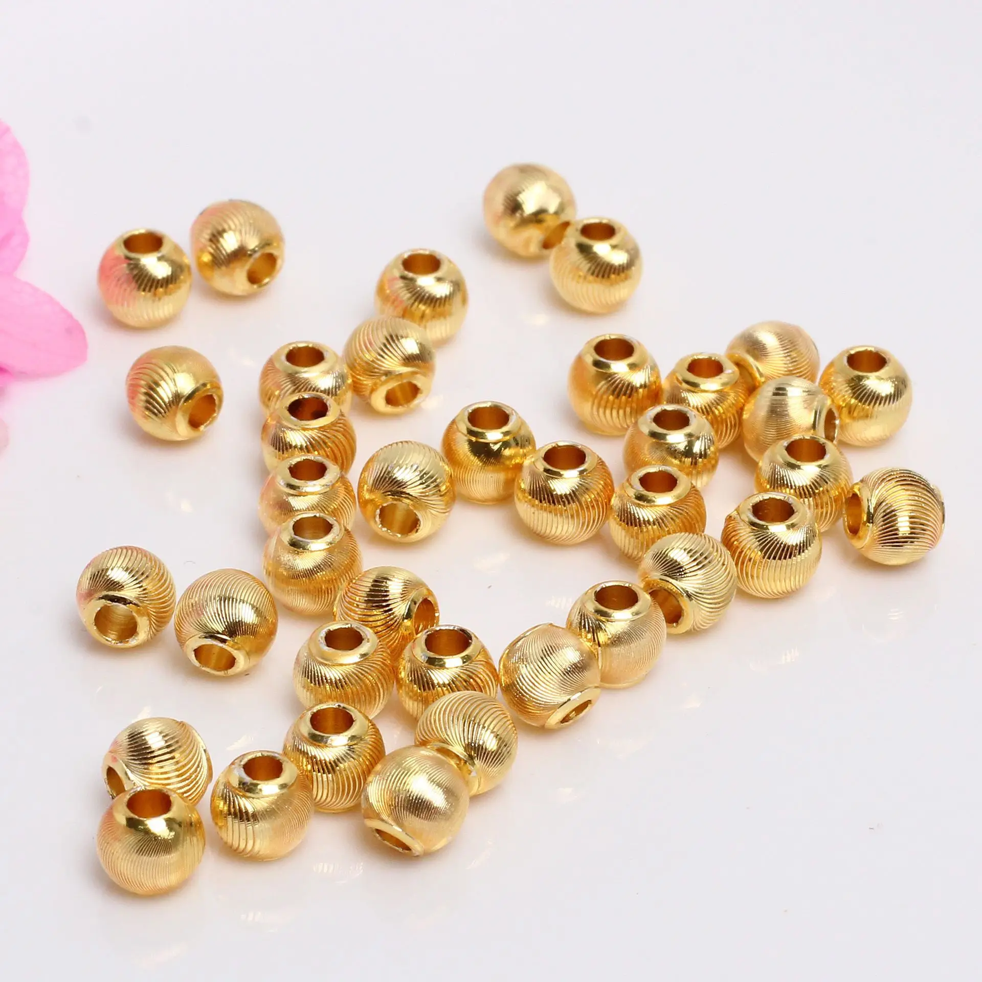 Wholesale 14 K gold cat eye solid fine grain flash cut round bead diy jewelry accessories bracelet necklace loose bead