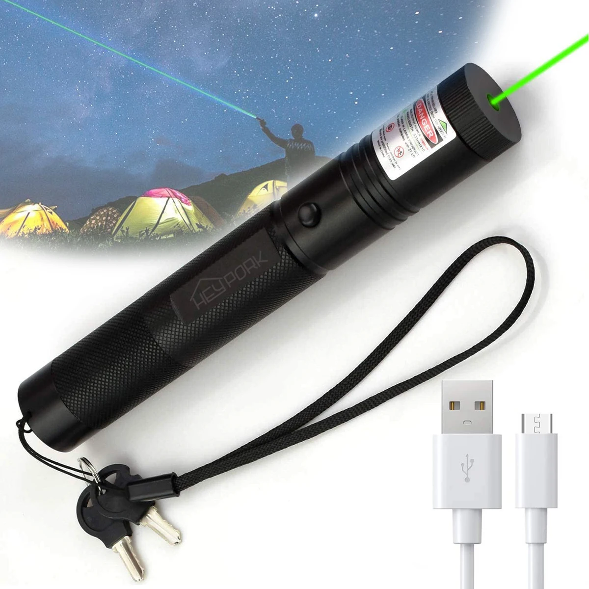  Тактическая Мощная зеленая лазерная указка фонарик с лучом портативный USB водонепроницаемой функцией для охоты