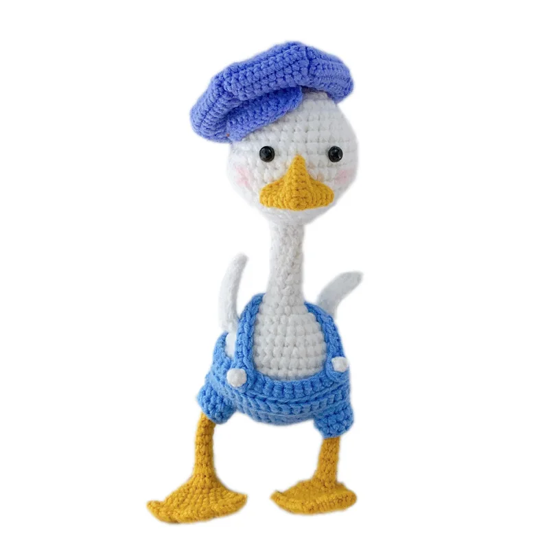 Вязаная мультяшная большая милая и милая вязаная крючком утка для детских игрушек