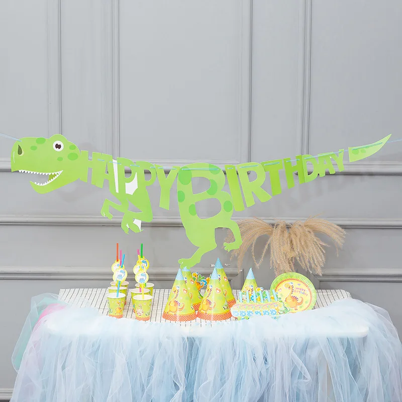 Dinosaur Flamingo Unicorn Mermaid Flag Set Birthday Decoration Party Supplies Flag
