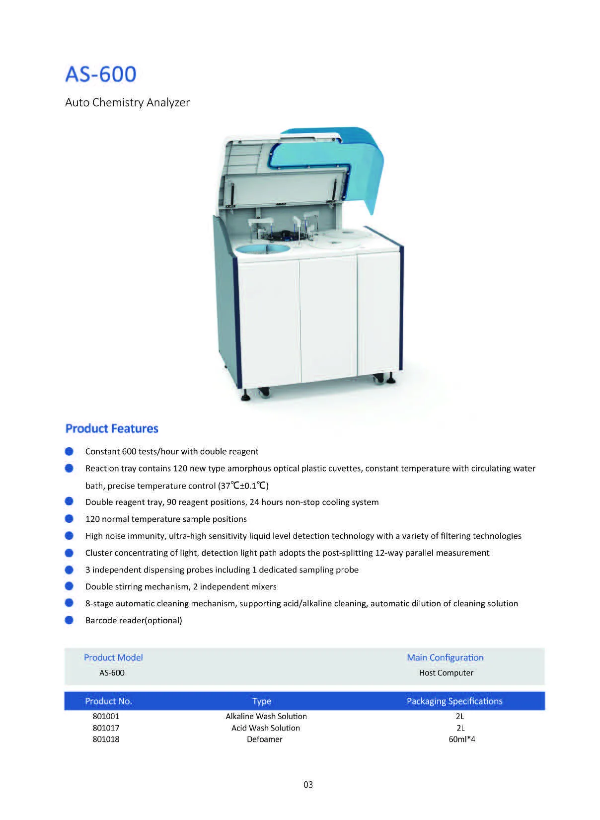 600 Tests/hour Clinical Analytical Instrument Auto Blood Chemistry Analyzer Automatic Biochemistry Analyzer