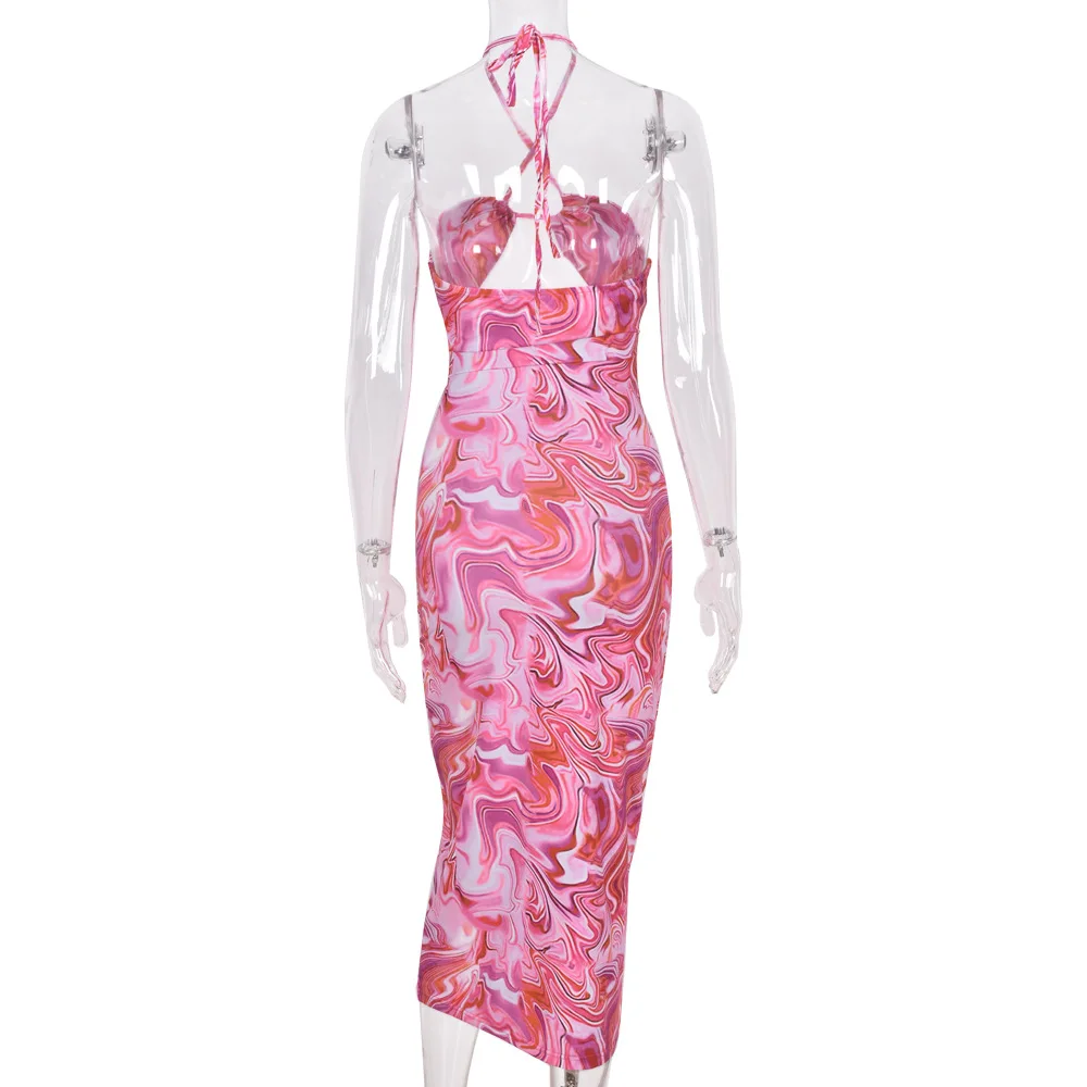 Summer Ladies Halter Sling Dress Milk Silk Sleeveless Sexy Hollow