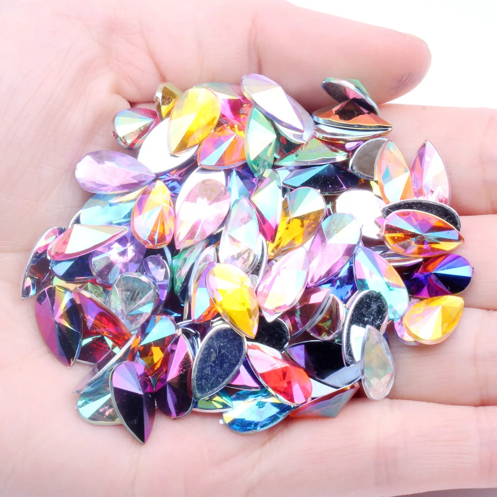 Glitter Rhinestones Gems Opp Bag Strass Crystal and Stones Lan Guang Acrylic Bulk Flat Back Drop Acrylic ACRYL Colors High Grade