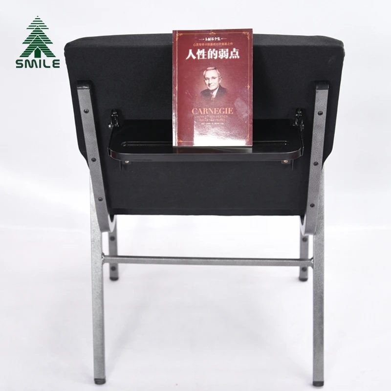 New Design China Cheap Black Metal Stacking  Used Upholstered Church Auditorium Chairs with Armrest