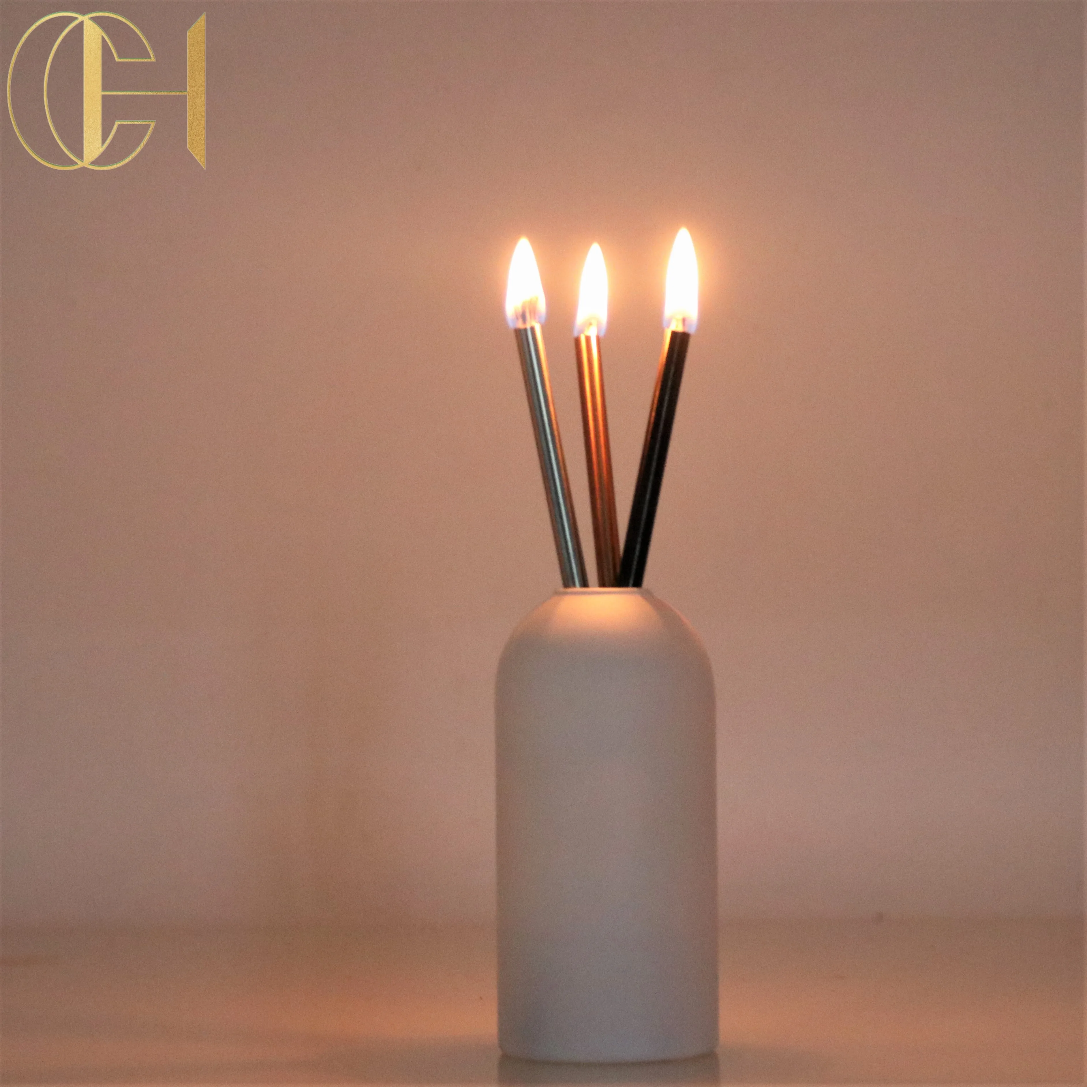 C&H New Candle Idea Metal Stick With Pristine Oil Simple Style Gift Set Wedding Birthday Unique New Style Everlasting Candle