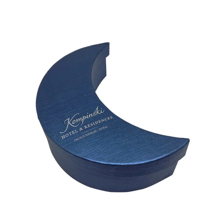 Custom Made Luxury Pearl Blue Half-Moon Chocolate Gift Box Semicircle Shape Paper Packaging Box
