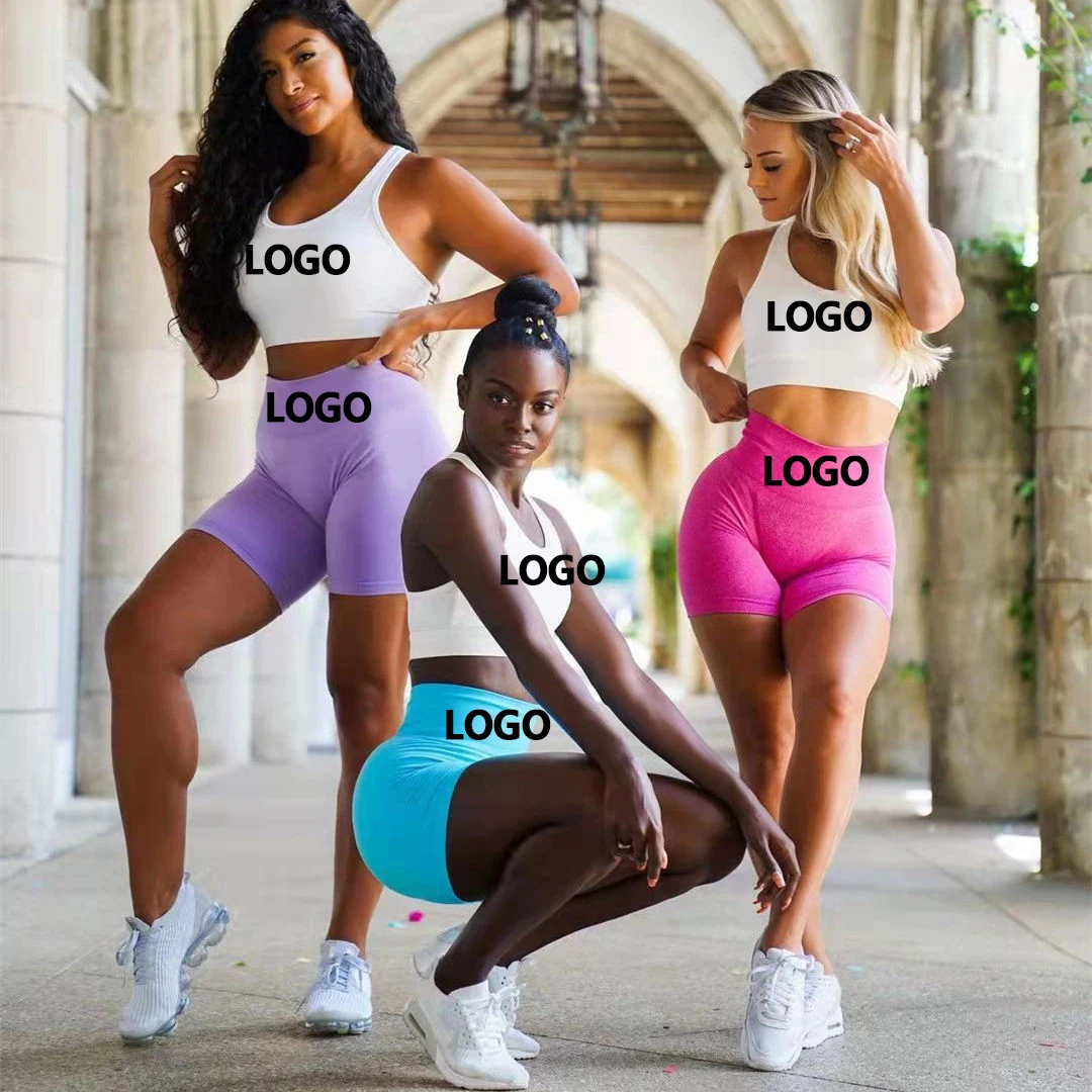 customized High Quality Pantalones Cortos De Fitness US Size 4-way Stretch Seamless Yoga Shorts Workout Scrunch Butt Bum