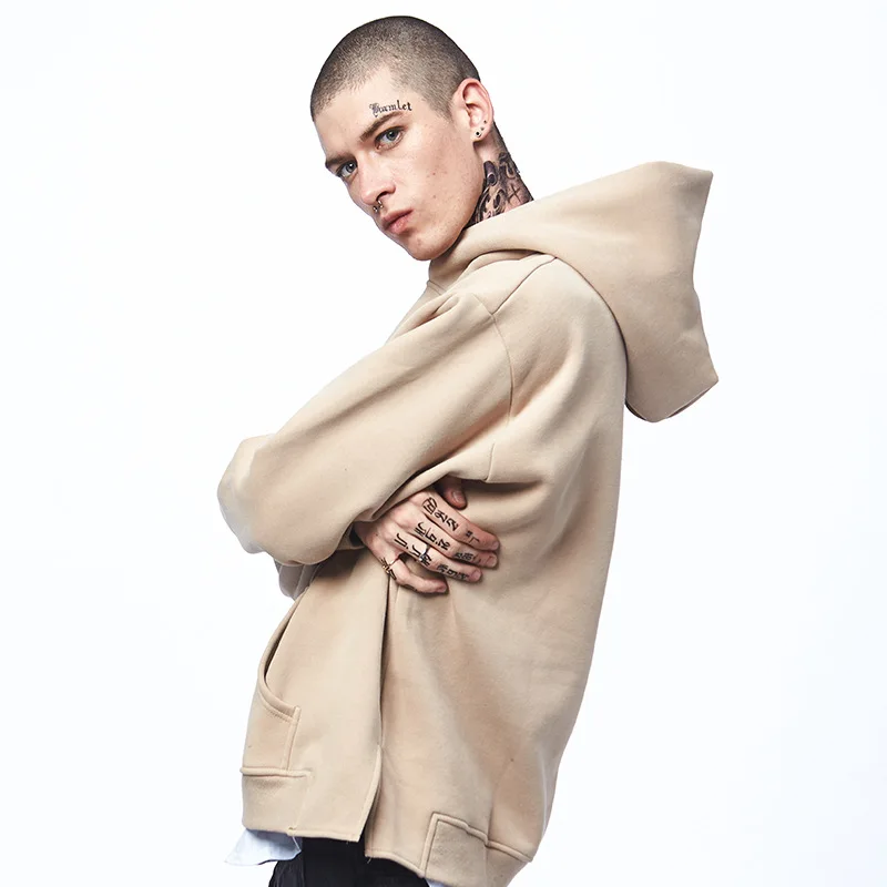 
new coming little drop shoulder bottom side slits blank hoodies sweatshirts oem fashion wholesale 