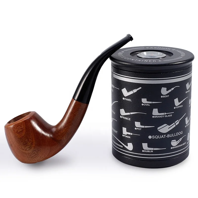 JF-056 D7.8*H10cm 283g JIFENG factory pipe accessories aluminium metal cigar tube pipe tobacco jar with hygrometer