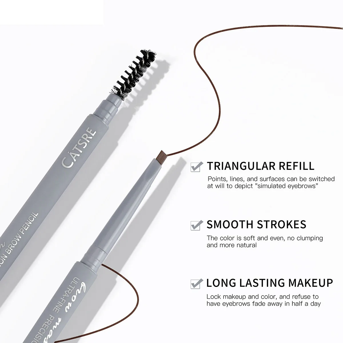 Double headed extremely thin triangular eyebrow pencil set wholesale eyebrow powder cream hard core