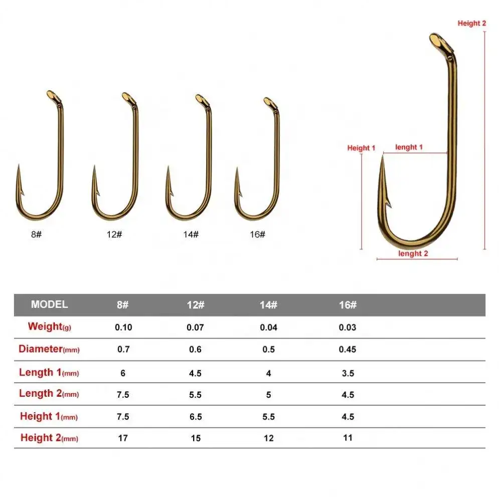 Fly Fishing Hook 8000-8/12/14/16 Size Fishhook Fly Hooks Fishing Trout Salmon Dry Flies Fish Hook