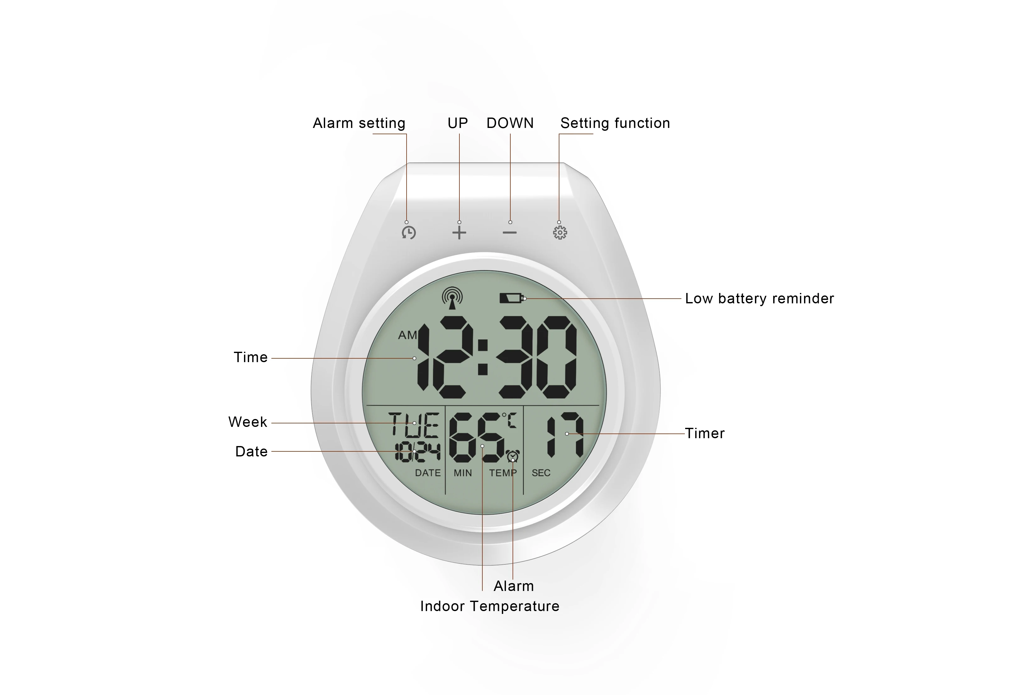 Цифровой будильник с большим дисплеем, водонепроницаемый прибор с распылителем воды для кухни, ванной комнаты, душа, настенные часы с температурой и влажностью