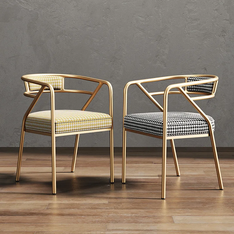Nordic Cafe Shop Restaurant Dining Chair Metal Leather Leisure Home Make