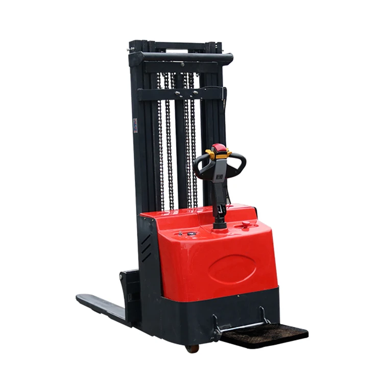 Top 1 supplier in Alibaba full-electrical lifter pallet truck type electric high lifter stand-on stacker with attractive quali