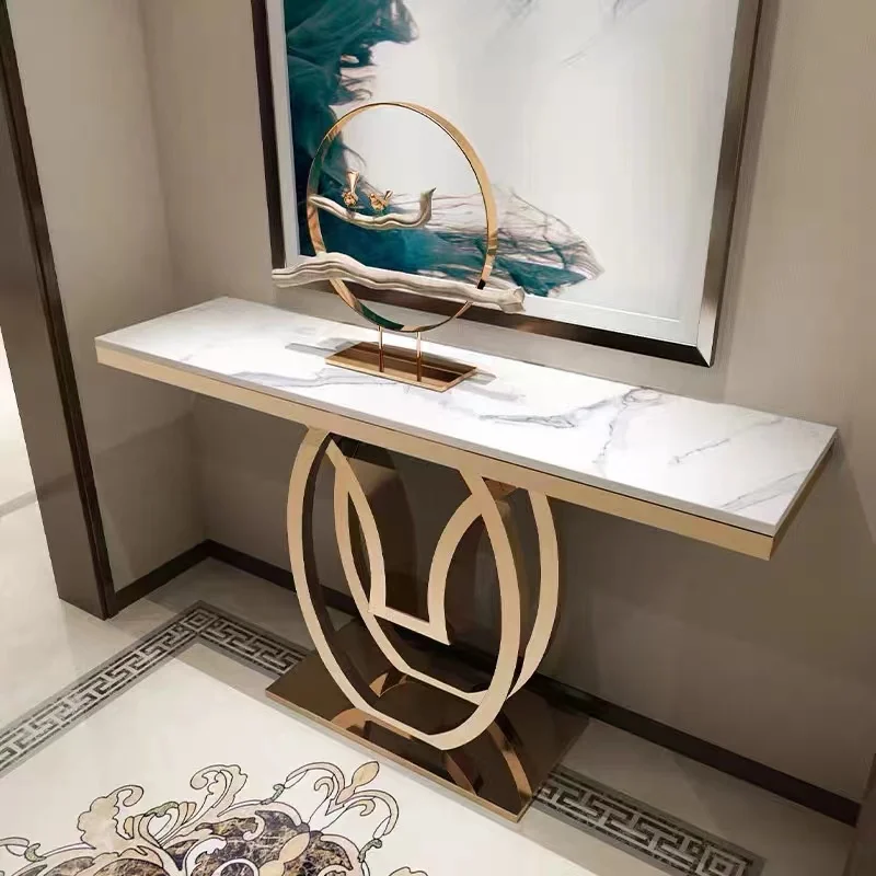 Hot selling gold white black metal 120 cm 150 cm marble stainless steel console tables