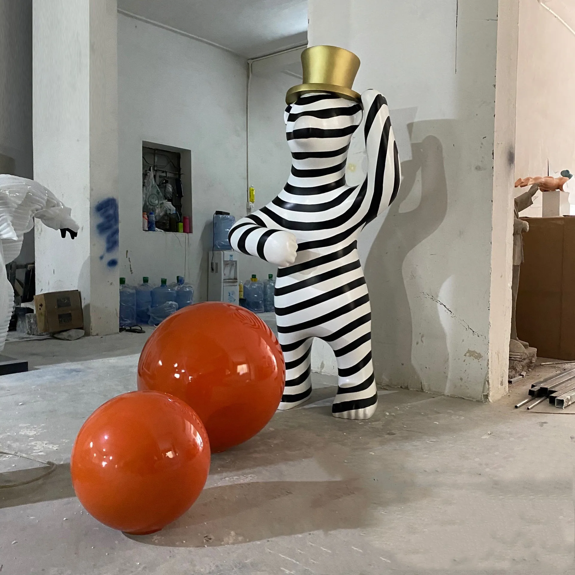 JYLIGHTING Life-Size Animal Sculpture Floor Lamp Cartoon Bear Top Hat Zebra Vintage Metal Frame Resin Material Hotel Lobby Hall