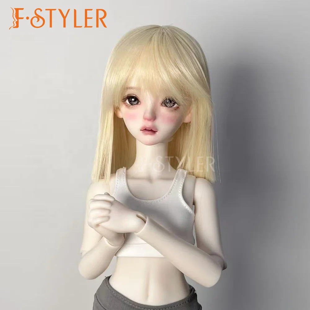 FSTYLER Synthetic Mohair BJD Silky Medium Straight Hairstyles Custom Wholesale Bulk Sale Doll Accessories for BJD Doll Hair Wig