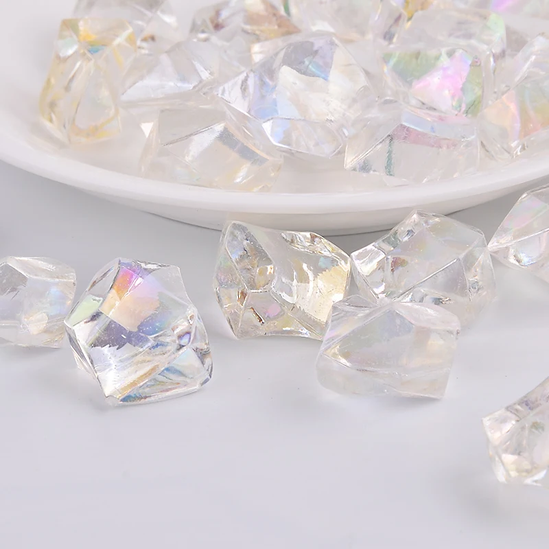 Wholesale Plating Acrylic Beads Colorful Ice Cube No Hole Plastic Beads Loose For Home Party Decor
