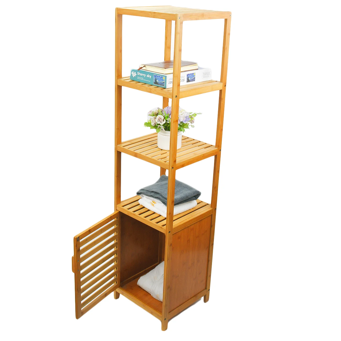 Свободный стоящий Плетеный абажур из натурального дерева белье башня ящиками Шкаф бамбуковые шкафы ванной комнаты пол стеллаж для хранения с 3 ярусная полка